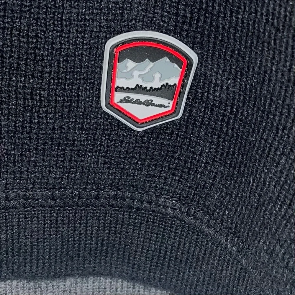 Eddie Bauer Mens Medium Dark Blue Striped Heavy Ribbed Knit Sweater Size XL